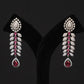 Crimson Elegance CZ Necklace Set with Ruby Drop Detailing
