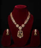 Antique Gold Finish Necklace Set with Black Enamel Detailing