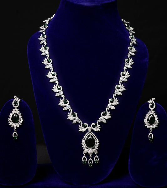 Emerald Green CZ Diamond Necklace Set