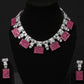 Luxury Pink & White Crystal Necklace and Earrings Set