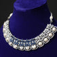 Celestial Pearl & Sapphire Blue Royal Choker Set