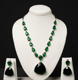 Bold Emerald Drop Statement Necklace Set