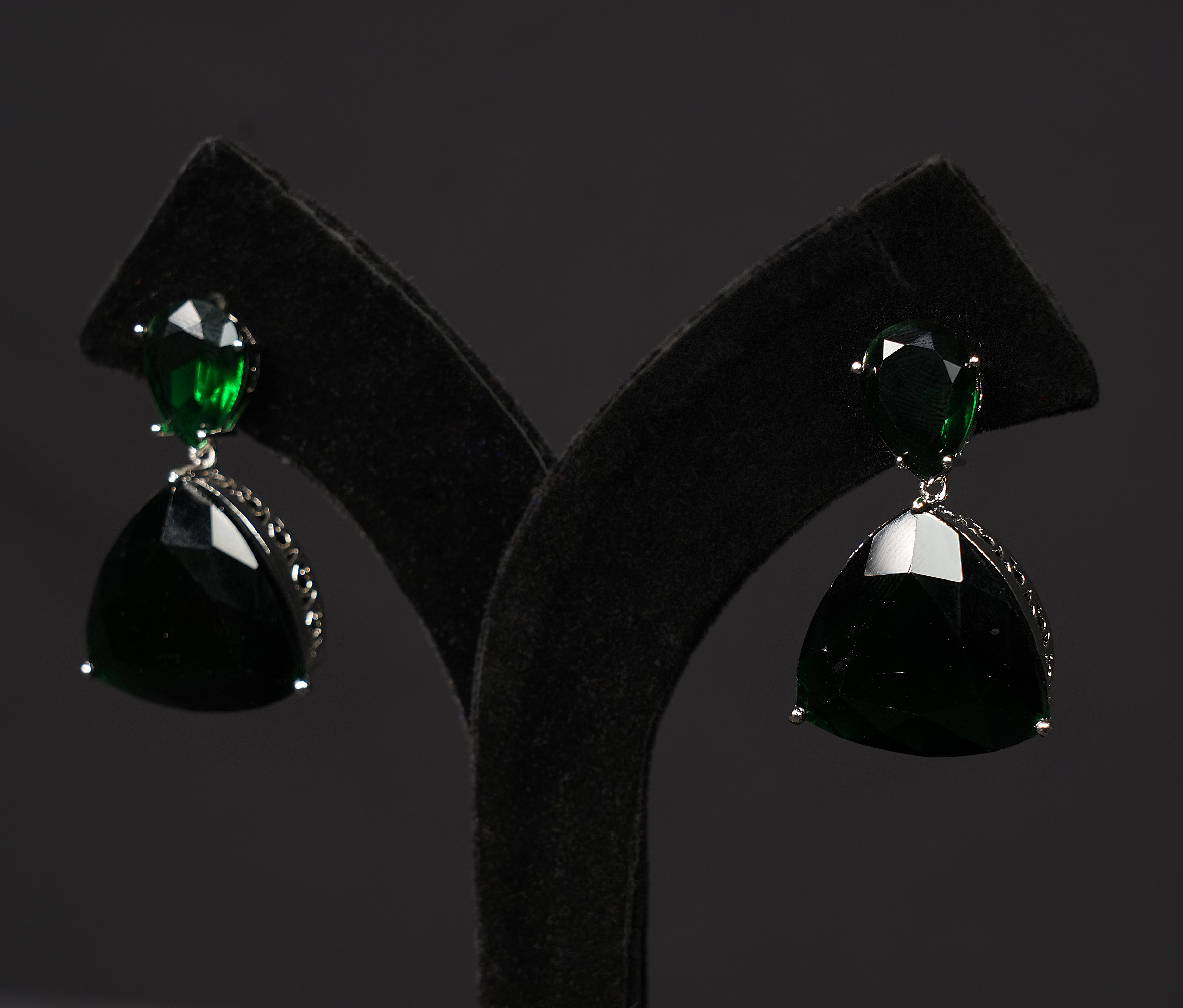 Bold Emerald Drop Statement Necklace Set