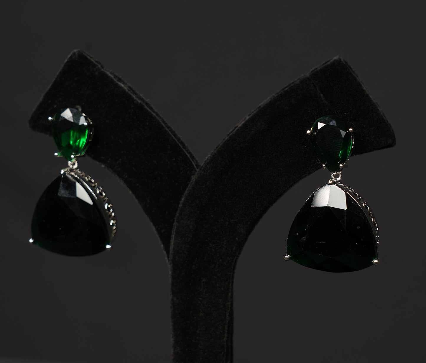 Bold Emerald Drop Statement Necklace Set