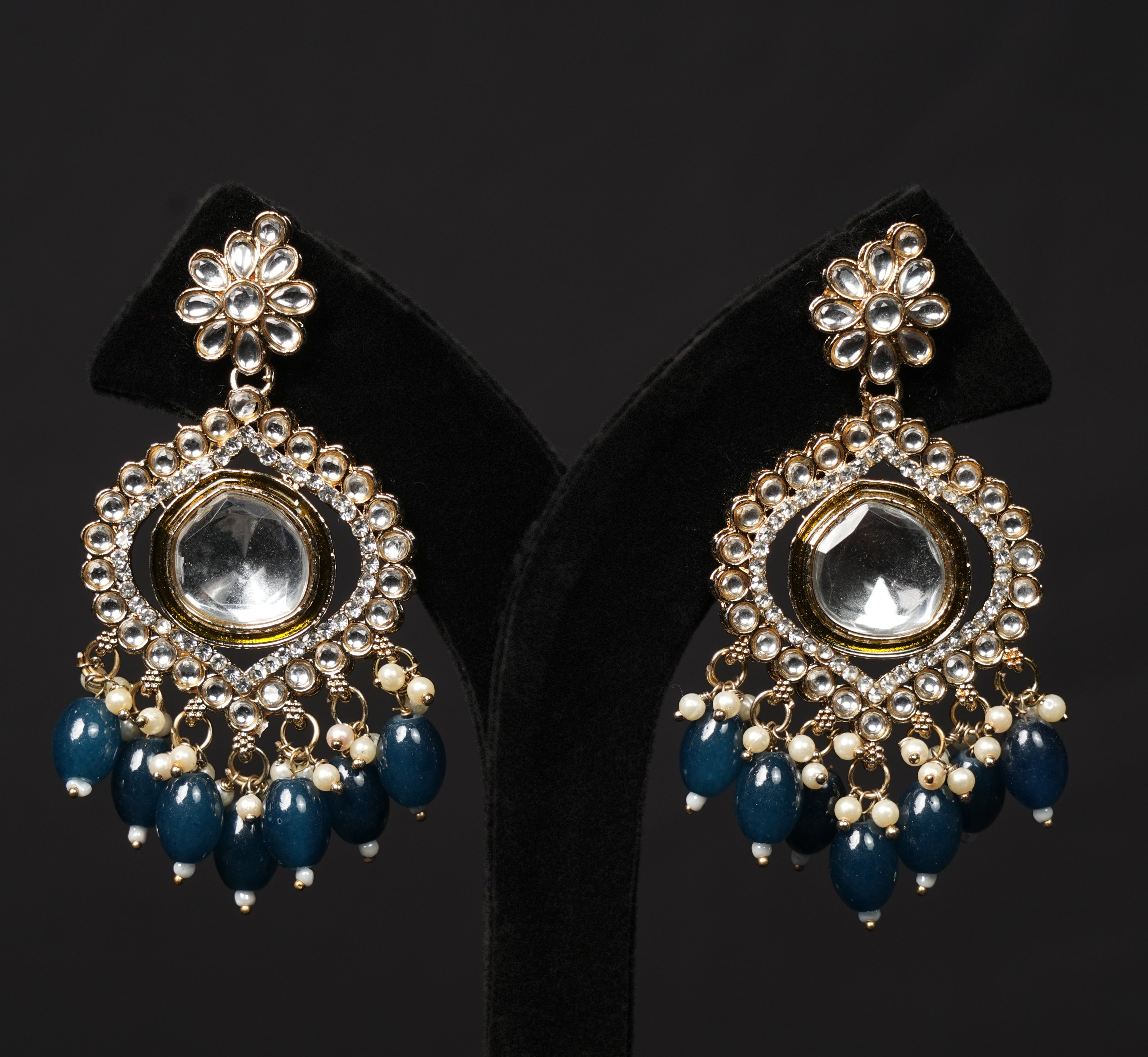 Statement Kundan Choker with Navy Blue Beads – BAINCHOK0041