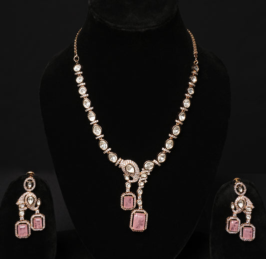 Regal Radiance Kundan Necklace Set with Amethyst Accents