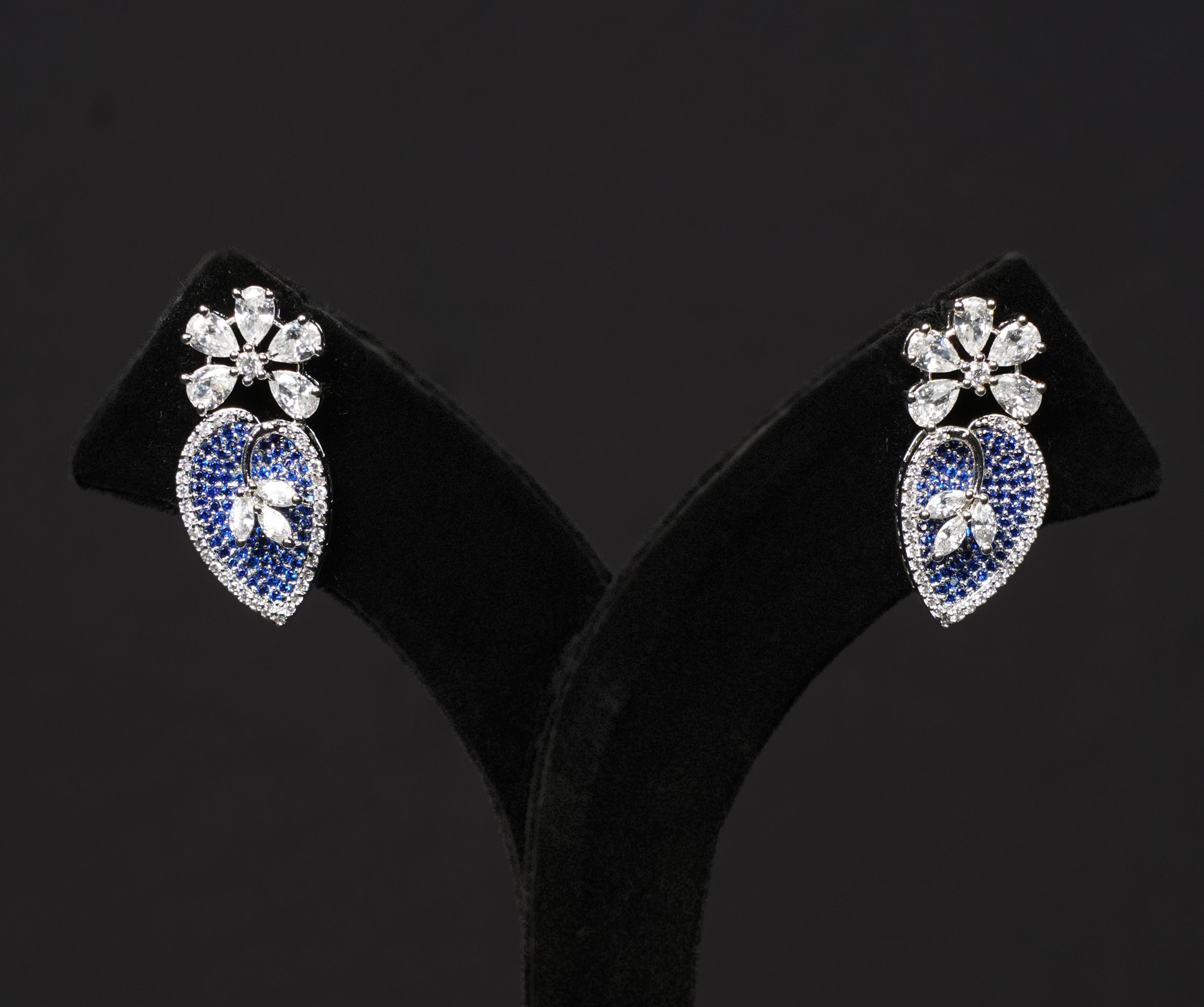 Sapphire Bloom CZ Necklace Set