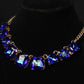 Midnight Sapphire Statement Necklace Set with Stud Earrings