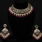 Choker Necklace Set with Ruby Beads & Pearl Accents