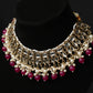 Choker Necklace Set with Ruby Beads & Pearl Accents