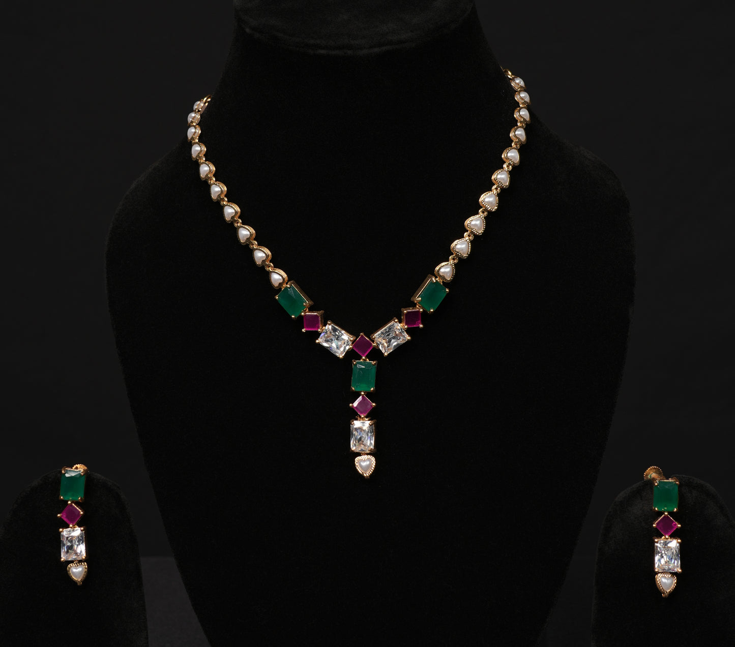 Elegant Emerald & Ruby Necklace Set