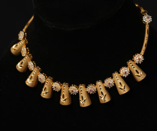 Elegant Forming Gold  Geometric Necklace , Earrings Set