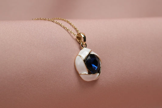 Blue Crystal Pendant Necklace & Stud Earrings Set