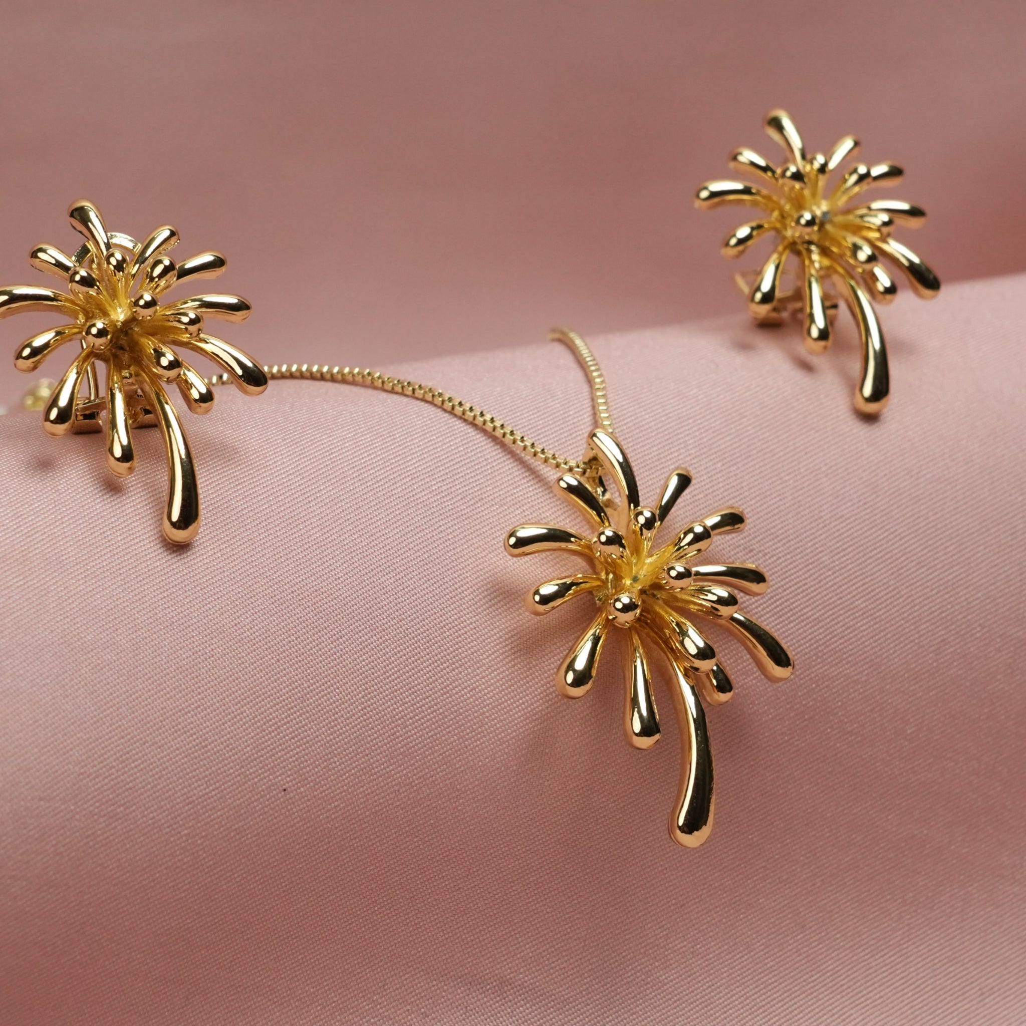 Golden Bloom Pendant Set – Bubble Aura Signature