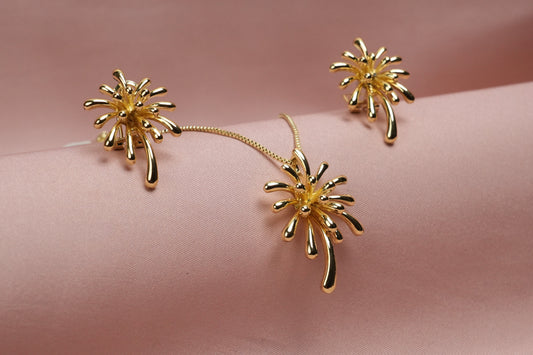 Golden Bloom Pendant Set – Bubble Aura Signature