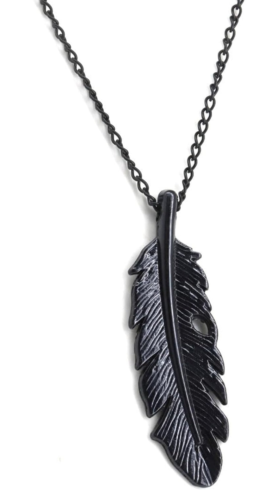Obsidian Drift Pendant – Black Feather Necklace