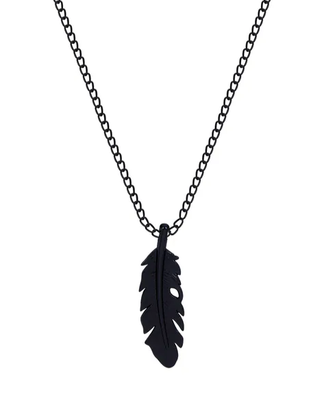 Obsidian Drift Pendant – Black Feather Necklace