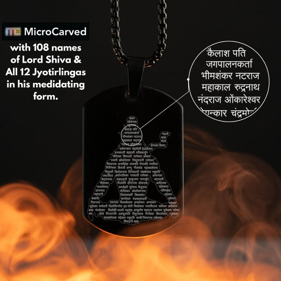 Mahadev Mantra Pendant – Black Dog Tag for Men