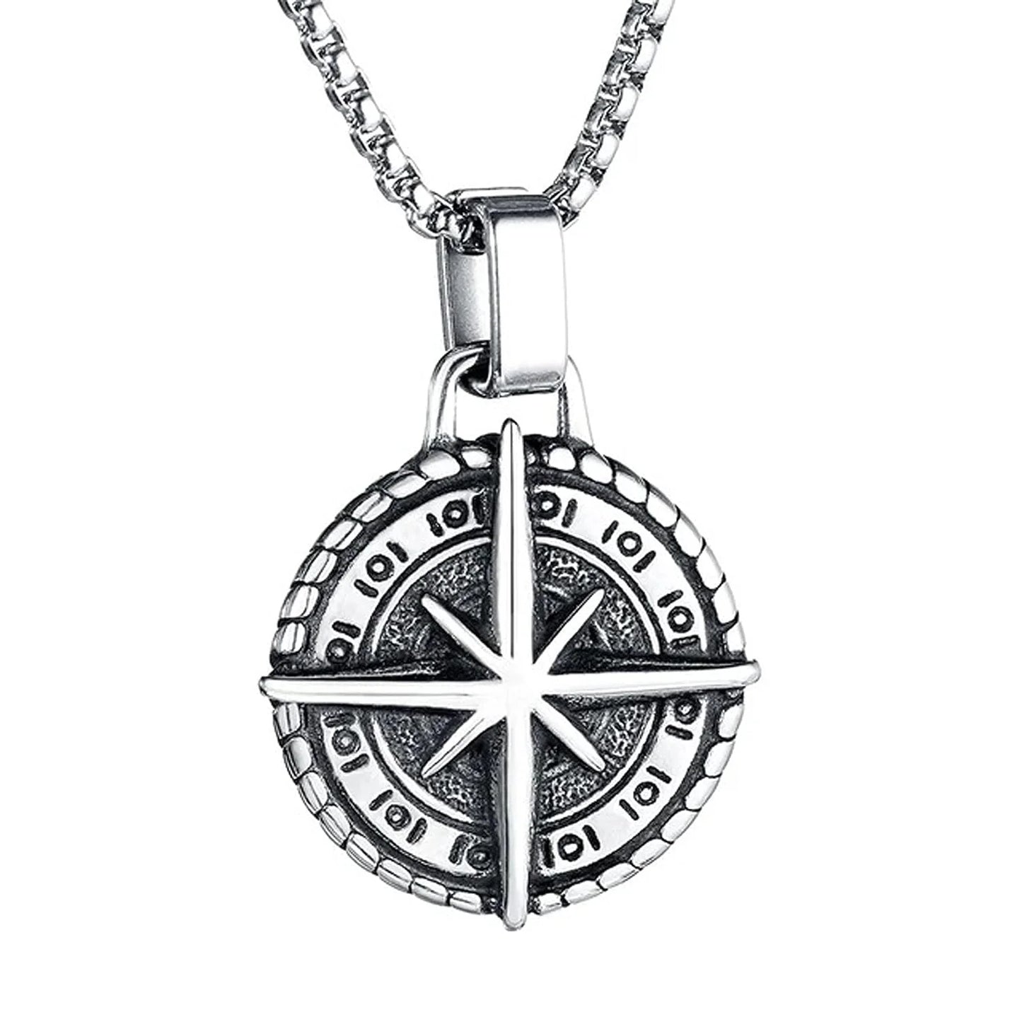 🧭 Compass Star Pendant Necklace – Bold, Directional Statement