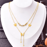 Elegant Gold Butterfly Layered Necklace - Anti-tarnish