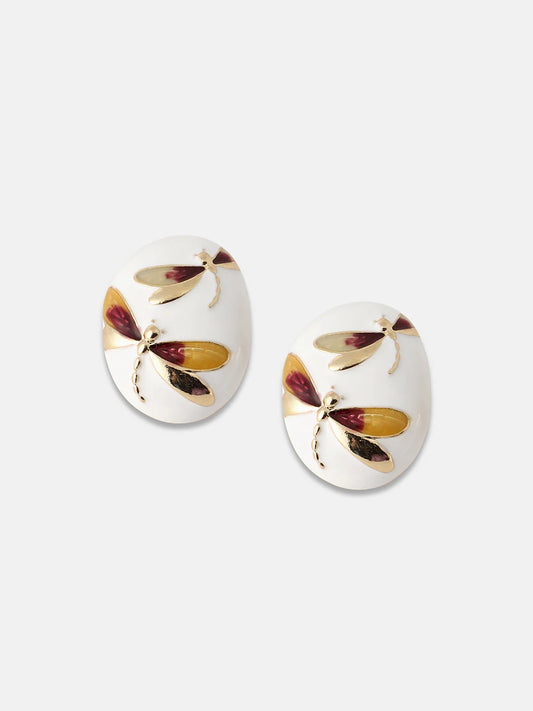 Retro Red Butterfly Alloy Enamel Earrings |  Ethnic Statement Studs