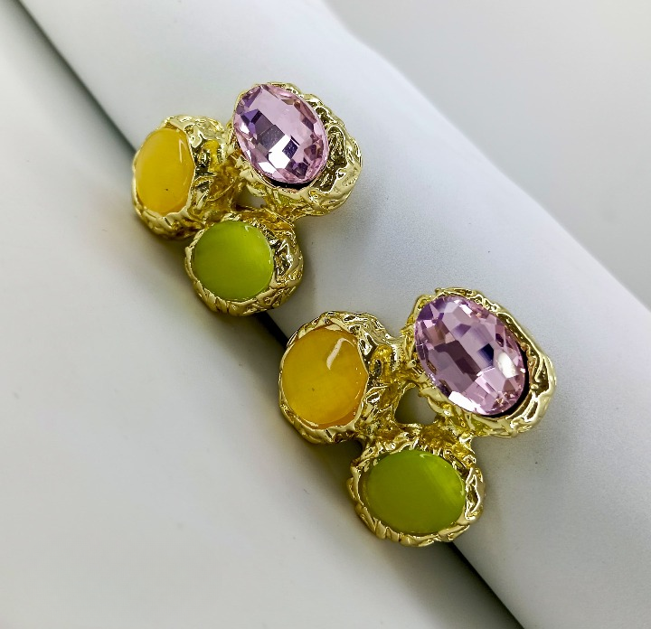 Aurora Crush Textured Gem Earrings