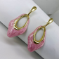 🌸 Chic Pink & Gold Statement Drop Earrings ✨