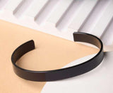 Midnight Black Stainless Steel Cuff Bracelet – Minimalist Edition