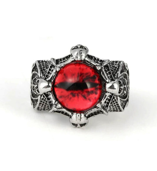 Inferno Dragon Eye Ring – Fiery Red Gothic Adjustable Ring