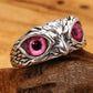 Mystic Owl Eye Ring – Silver with Vivid Purple Eyes