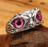 Mystic Owl Eye Ring – Silver with Vivid Purple Eyes