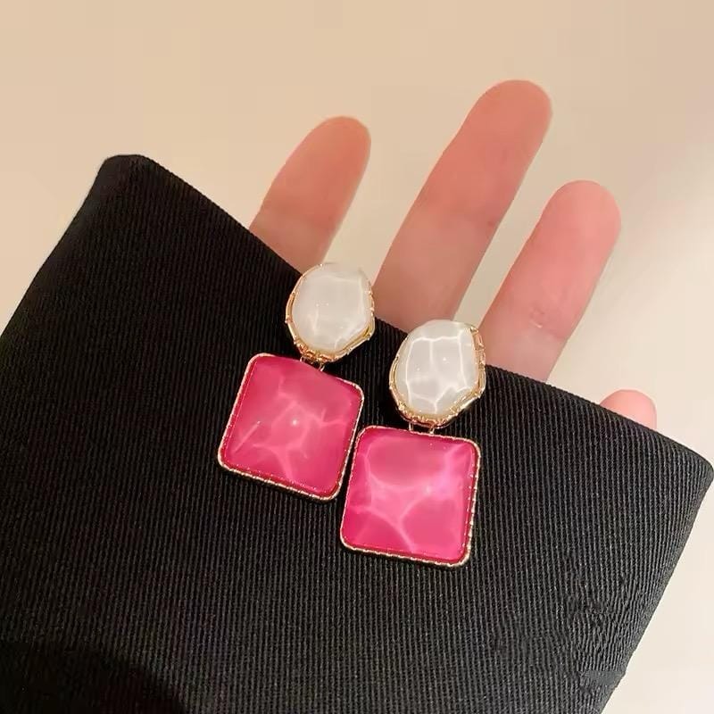 Pink & White Aurora Statement Earrings