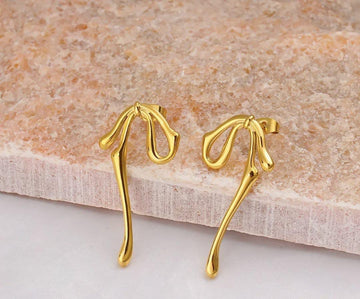 Molten Bow Drop Earrings