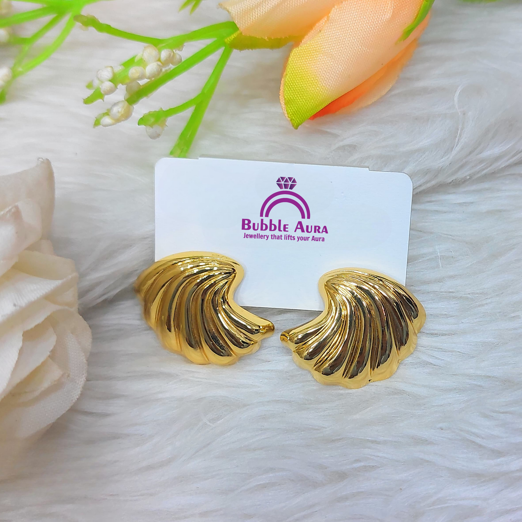 Golden Shell Swirl Studs