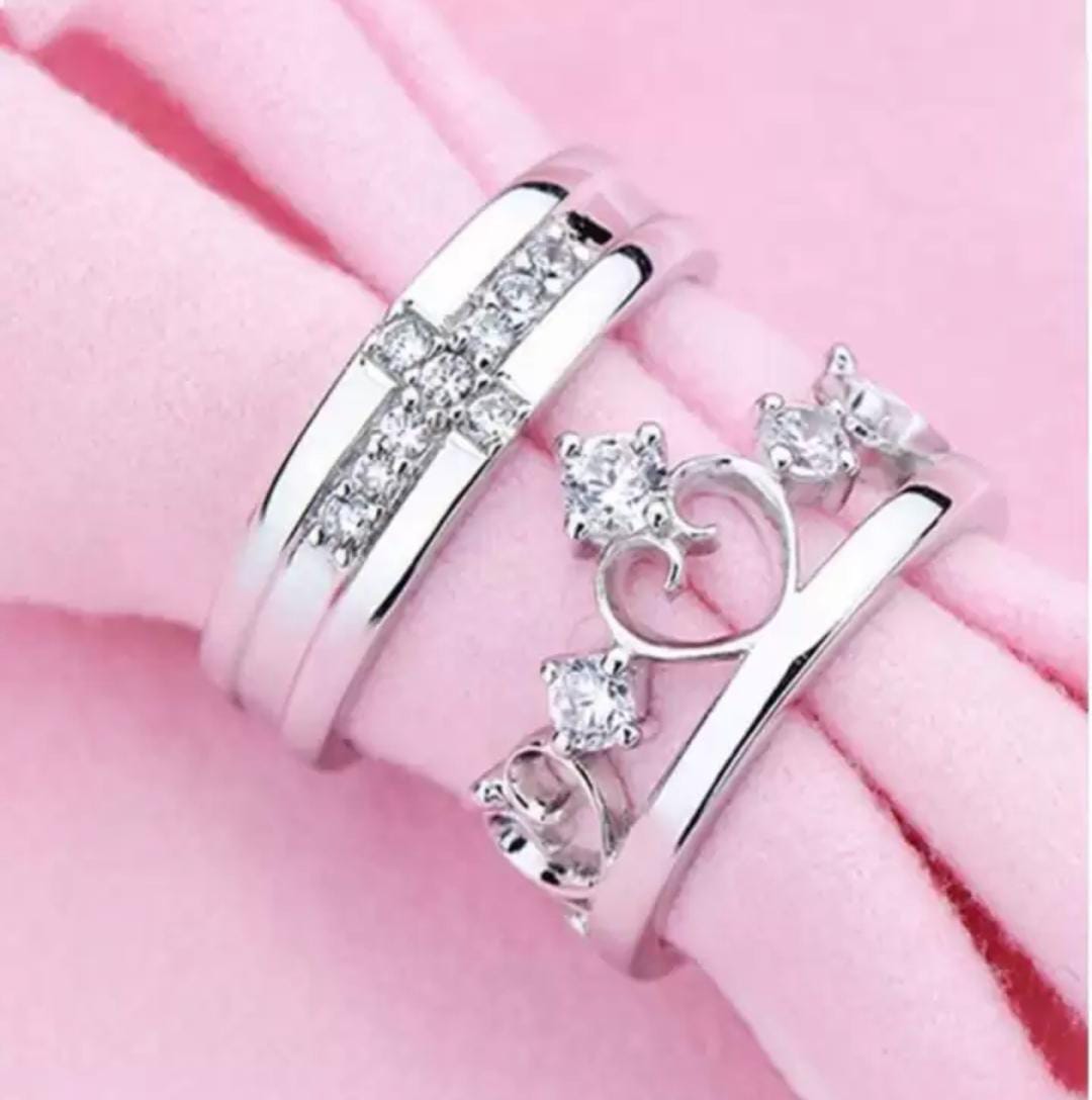 Couple Ring - Eternal Spark Silver Couple Rings – Heart & Cross Edition