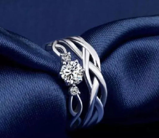 Couple Ring - Twilight Entwine Crystal Ring – Silver Elegance Series