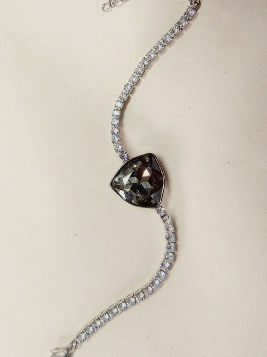 Black Crystal Heart Bracelet with CZ Accents ✨