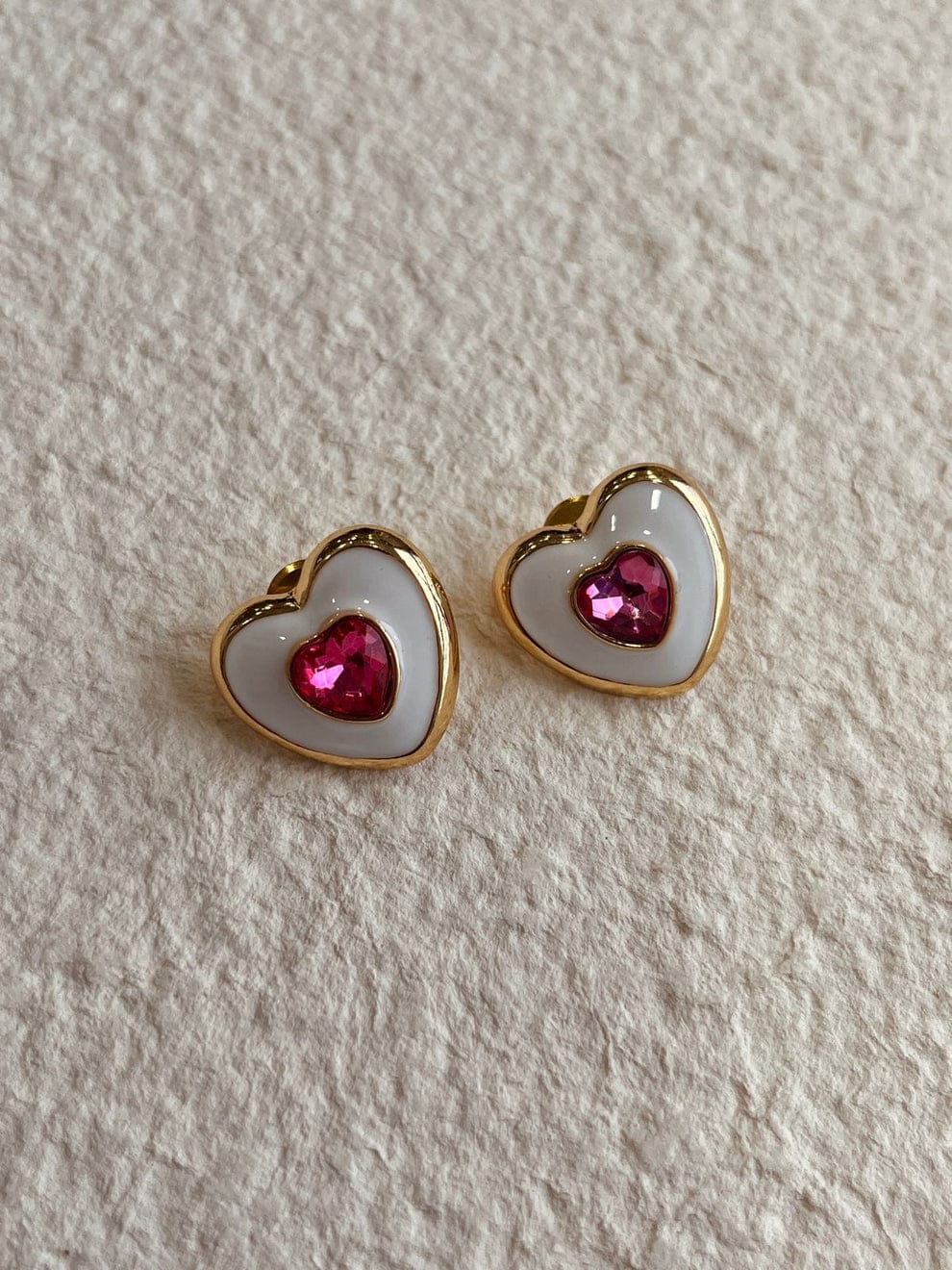 Sweetheart Sparkle Stud Earrings – Pink Crystal Heart