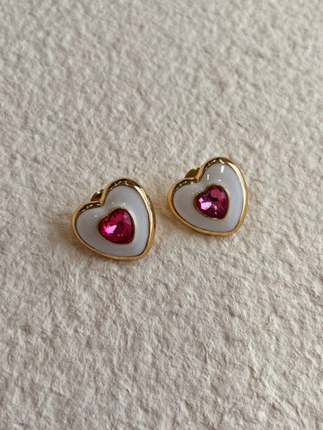 Sweetheart Sparkle Stud Earrings – Pink Crystal Heart