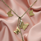 Triple Butterfly Pendant Necklace – Elegant Gold Finish