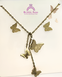 Triple Butterfly Pendant Necklace – Elegant Gold Finish