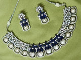 Celestial Pearl & Sapphire Blue Royal Choker Set