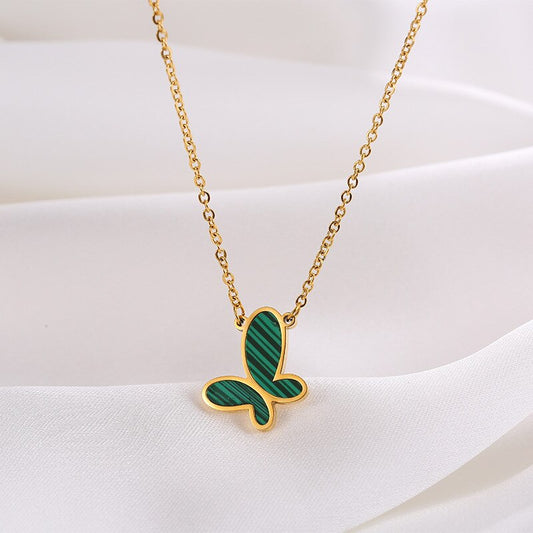 Green Butterfly Pendant Necklace
