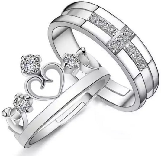 Couple Ring - Eternal Spark Silver Couple Rings – Heart & Cross Edition