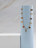 Elegant Infinity Charm Necklace with Multicolor Accents – Gold Finish