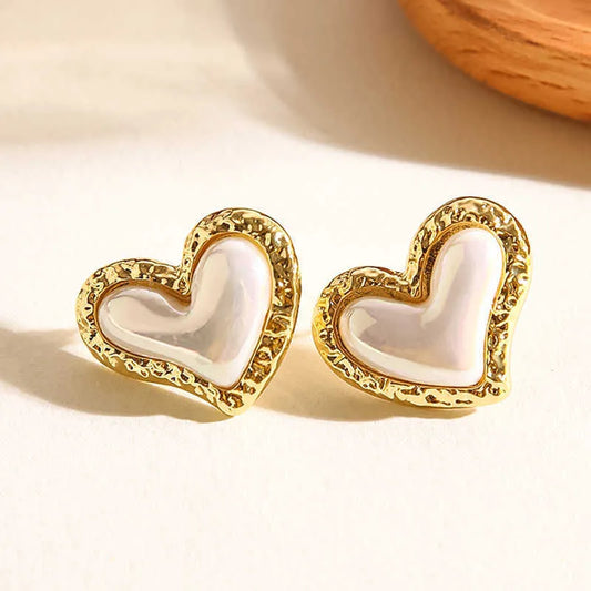 Moonlit Heart Earrings – Soft Glow & Golden Embrace - Anti-tarnish