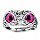 Mystic Owl Eye Ring – Silver with Vivid Purple Eyes