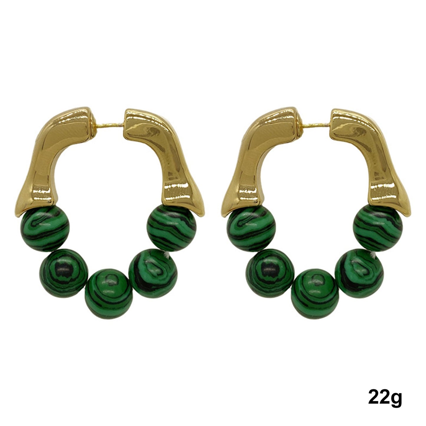 Aurora Malachite Beaded Hoop Earrings - Anti-tarnish