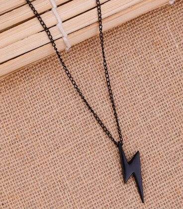 ⚡ Lightning Bolt Pendant Necklace – Bold. Minimal - (Black colour - 1 item)