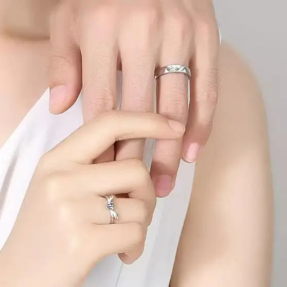 Couple Ring - Wings of Love – Silver plated Couple Ring Set with CZ Stones